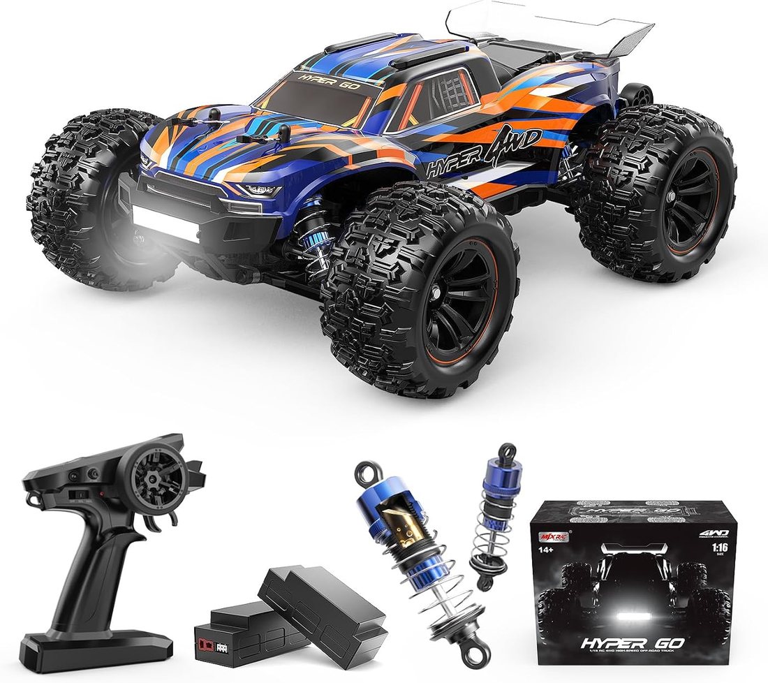 H16DR 1/16 Brushed RC Monster Truck, 4WD RTR — HYPER GO